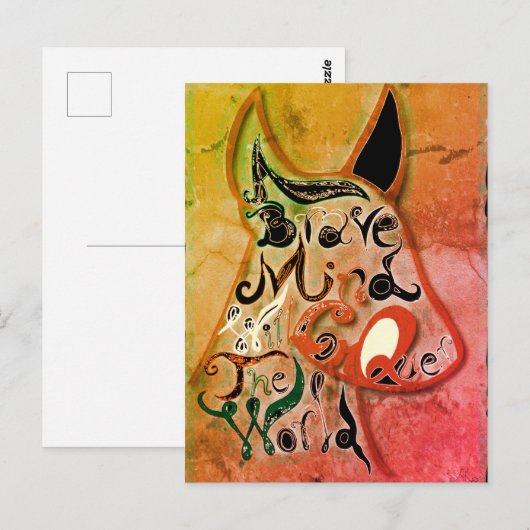 Kleurrijke hond: een dappere geest zal de wereld v briefkaart (Voorkant / Achterkant)