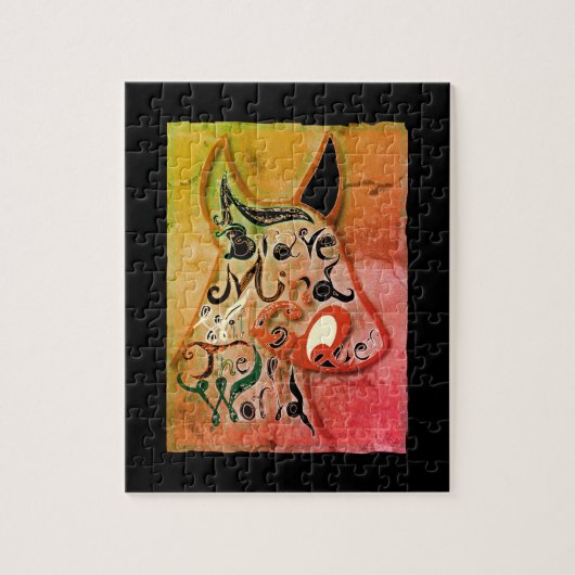 Kleurrijke hond: een dappere geest zal de wereld v legpuzzel (Verticaal)