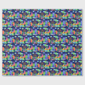 Kleurrijke Hond en Kat stad Cadeaupapier (Vlak)