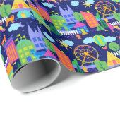 Kleurrijke Hond en Kat stad Cadeaupapier (Rol Hoek)