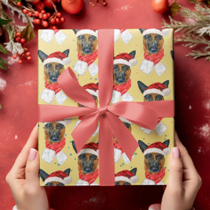 Kleurrijke Hond Feestdag Duitse Herder Kerstmis Cadeaupapier