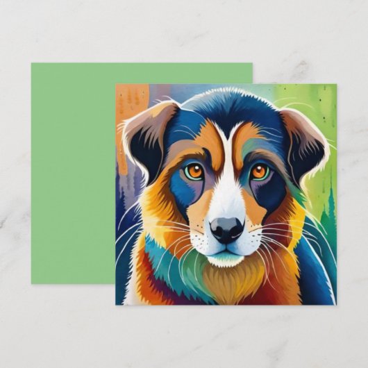 Kleurrijke hond gezicht close-up (Voorkant / Achterkant)