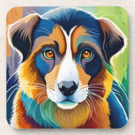 Kleurrijke hond gezicht close-up bier onderzetter