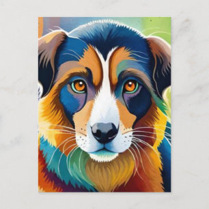 Kleurrijke hond gezicht close-up briefkaart