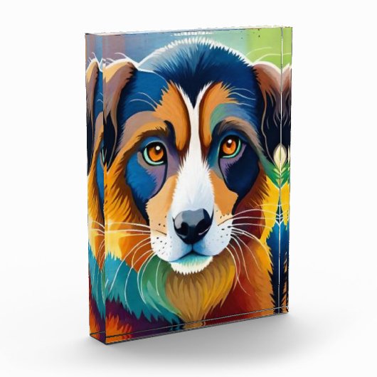 Kleurrijke hond gezicht close-up fotoblokken (Links)