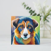 Kleurrijke hond gezicht close-up kaart (Staand voorkant)