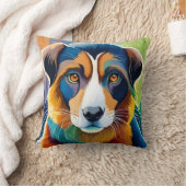 Kleurrijke hond gezicht close-up kussen (Deken)