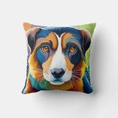 Kleurrijke hond gezicht close-up kussen (Achterkant)