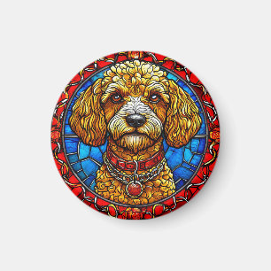 Kleurrijke hond glas-in-lood portret magneet
