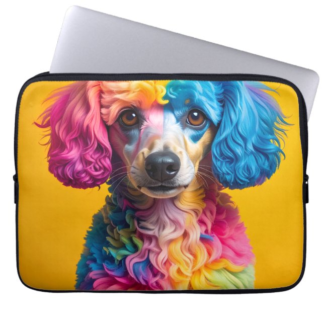 Kleurrijke Hond Laptop Sleeve (Voorkant)
