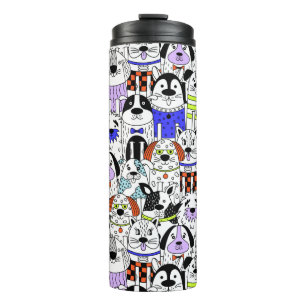 Kleurrijke Hond Menigte Patroon Midden Cadeautas Thermosbeker