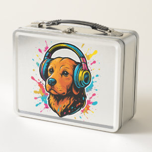 Kleurrijke hond met koptelefoon