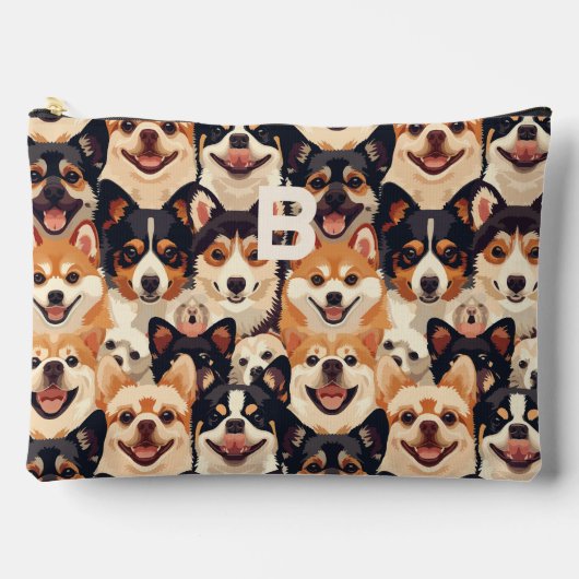 Kleurrijke hond, monogram dierpatroon etui (Voorkant)