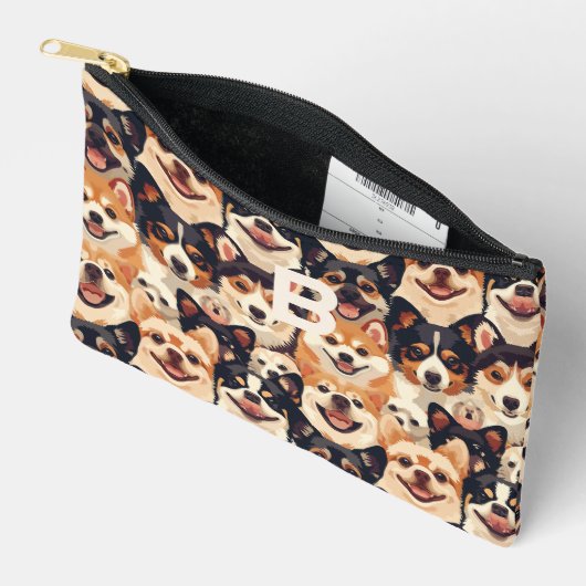 Kleurrijke hond, monogram dierpatroon etui (Open)