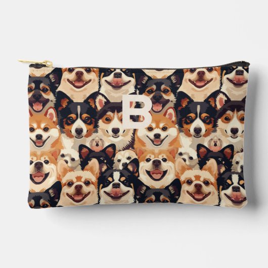 Kleurrijke hond, monogram dierpatroon etui (Voorkant)