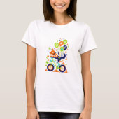 Kleurrijke Hond op Fiets Art Design T-shirt (Voorkant)