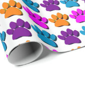 Kleurrijke Hond Paw 3D Art Patroon Cadeaupapier (Rol Hoek)