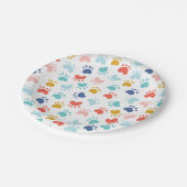 Kleurrijke hond Paw Party Papieren Bordje (Gekanteld)