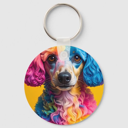 Kleurrijke Hond Sleutelhanger (Voorkant)