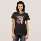 Kleurrijke Hond Spat Kunst Pitbull T-shirt (Voorkant volledig)