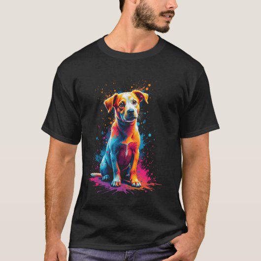 Kleurrijke hond t-shirt (Voorkant)