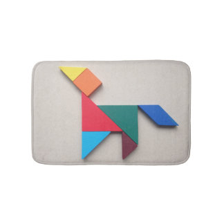 Kleurrijke hond Tangram Badmat