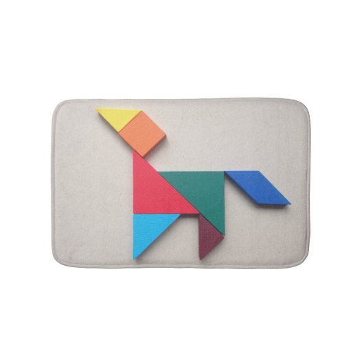 Kleurrijke hond Tangram Badmat (Voorkant)