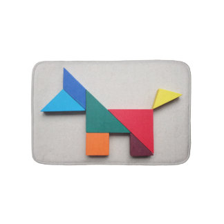 Kleurrijke hond Tangram Badmat