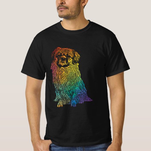 Kleurrijke Hond Tibetaanse Spaniël Graphic Pet Ani T-shirt (Voorkant)