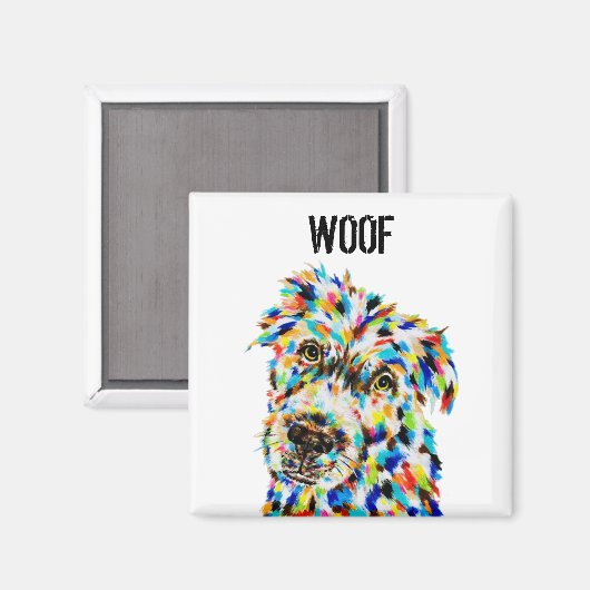 Kleurrijke Hond Woof Magnet (Voorkant / Achterkant)