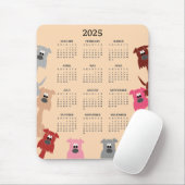 Kleurrijke Honden 2025 Kalender Mousepad Muismat (Met muis)