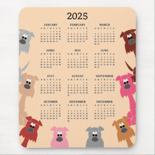 Kleurrijke Honden 2025 Kalender Mousepad Muismat