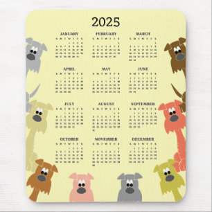Kleurrijke Honden 2025 Kalender Mousepad Muismat