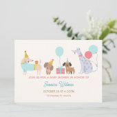 Kleurrijke honden baby shower kaart (Staand voorkant)