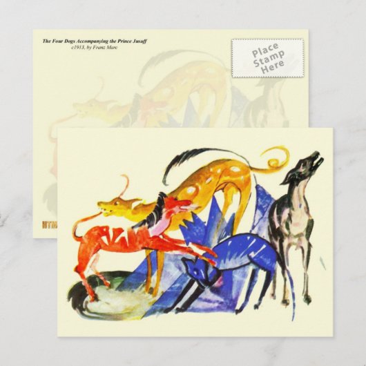 Kleurrijke honden briefkaart (Voorkant / Achterkant)