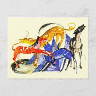 Kleurrijke honden briefkaart