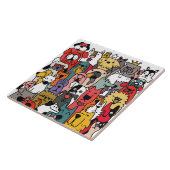 Kleurrijke honden doodles kunst tegeltje (Zijkant)