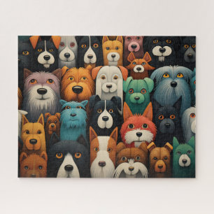 Kleurrijke honden gezichten legpuzzel