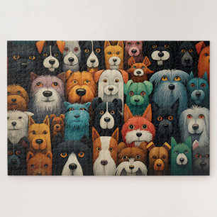 Kleurrijke honden gezichten legpuzzel