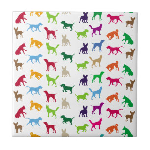 Kleurrijke honden silhouettes tegeltje