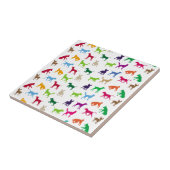 Kleurrijke honden silhouettes tegeltje (Zijkant)