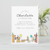 Kleurrijke Honden Verjaardagsfeestuitnodiging Kaart (Staand voorkant)