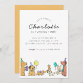 Kleurrijke Honden Verjaardagsfeestuitnodiging Kaart (Voorkant / Achterkant)