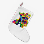 kleurrijke hondenkunst schnauzer mam en pap pet kleine kerstsok (Voorkant (Hangend))