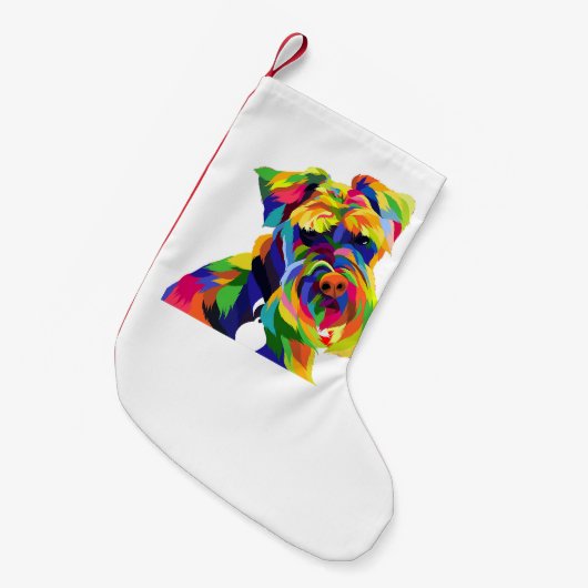 kleurrijke hondenkunst schnauzer mam en pap pet kleine kerstsok (Voorkant (Hangend))