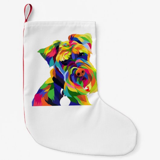 kleurrijke hondenkunst schnauzer mam en pap pet kleine kerstsok (Voorkant)