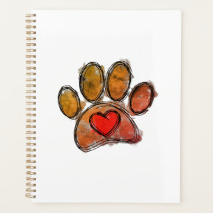 Kleurrijke Hondenliefhebber Tekening Waterverf Planner