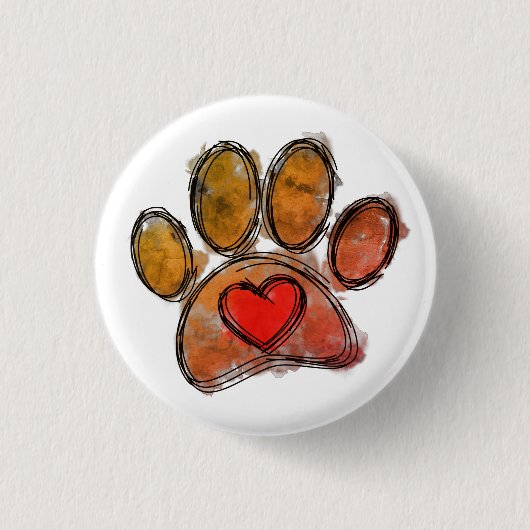 Kleurrijke Hondenliefhebber Tekening Waterverf Ronde Button 3,2 Cm (Voorkant)