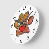 Kleurrijke Hondenliefhebber Tekening Waterverf Ronde Klok (Hoek)