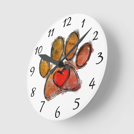 Kleurrijke Hondenliefhebber Tekening Waterverf Ronde Klok (Hoek)